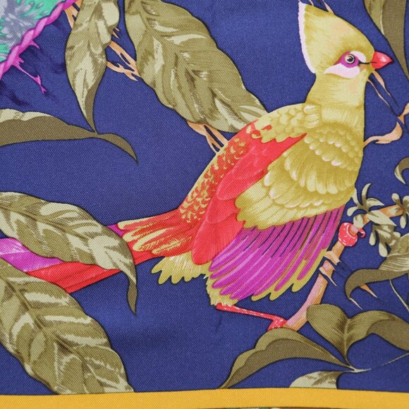 Auth Hermes "Tropiques" by Laurence Bourthoumieux silk scarf vtg Barely Used Con - Picture 8 of 12